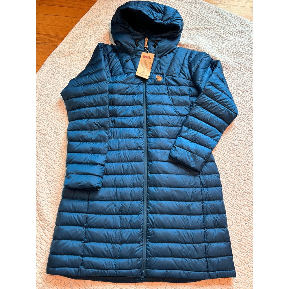 Fjallraven Snow Flake Parka Deep Sea Blue Down Puffer Coat Womens Medium